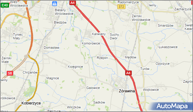 mapa Rzeplin gmina Żórawina, Rzeplin gmina Żórawina na mapie Targeo