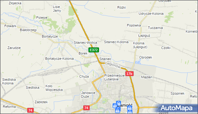 mapa Sitaniec, Sitaniec na mapie Targeo