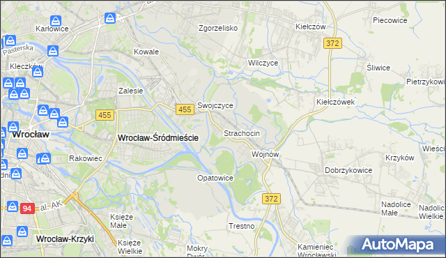 mapa Strachocin gmina Wrocław, Strachocin gmina Wrocław na mapie Targeo