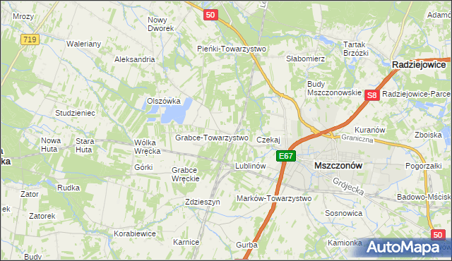 mapa Świnice gmina Mszczonów, Świnice gmina Mszczonów na mapie Targeo