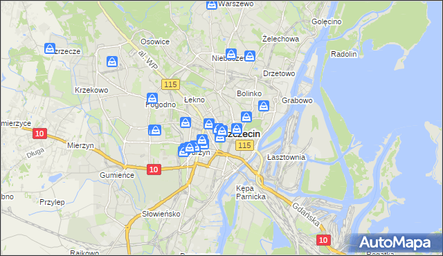 mapa Szczecina, Szczecin na mapie Targeo