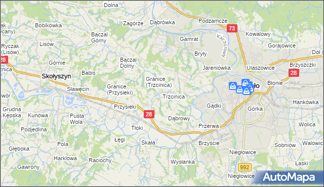 mapa Trzcinica gmina Jasło, Trzcinica gmina Jasło na mapie Targeo