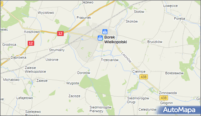 mapa Trzecianów, Trzecianów na mapie Targeo