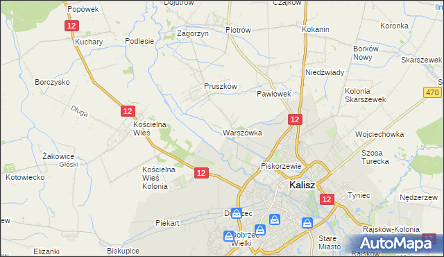 mapa Warszówka gmina Blizanów, Warszówka gmina Blizanów na mapie Targeo