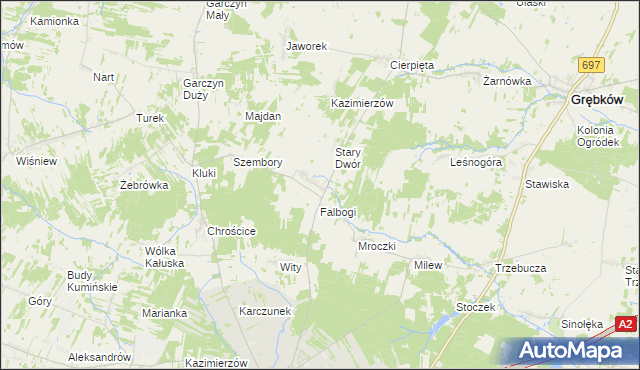 mapa Wąsy, Wąsy na mapie Targeo