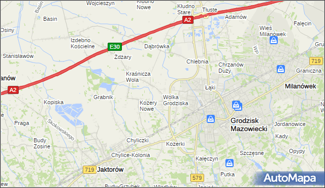 mapa Wólka Grodziska gmina Grodzisk Mazowiecki, Wólka Grodziska gmina Grodzisk Mazowiecki na mapie Targeo