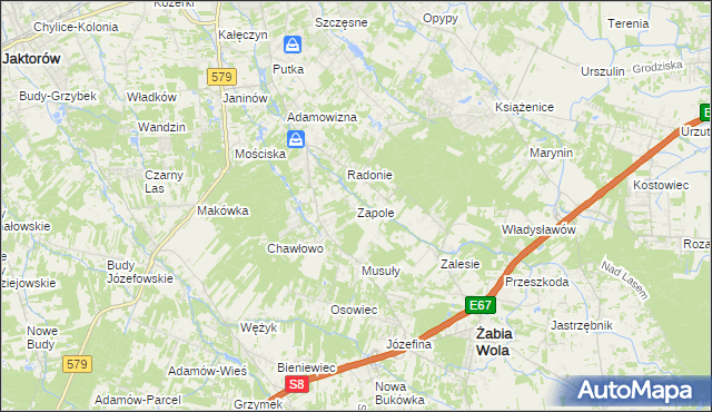 mapa Zapole gmina Grodzisk Mazowiecki, Zapole gmina Grodzisk Mazowiecki na mapie Targeo
