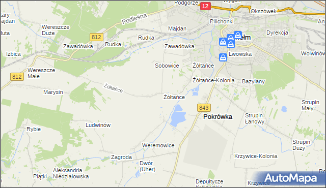 mapa Żółtańce, Żółtańce na mapie Targeo