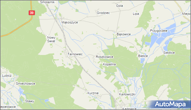 mapa Roszkowice gmina Lubsza, Roszkowice gmina Lubsza na mapie Targeo
