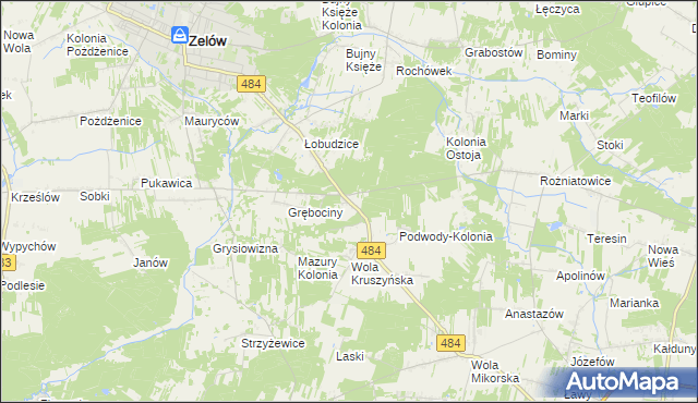 mapa Wygoda gmina Bełchatów, Wygoda gmina Bełchatów na mapie Targeo