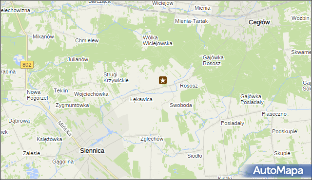 mapa Boża Wola gmina Siennica, Boża Wola gmina Siennica na mapie Targeo
