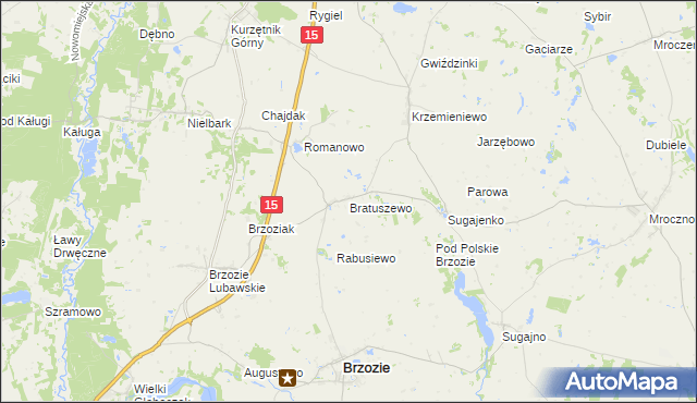 mapa Bratuszewo, Bratuszewo na mapie Targeo