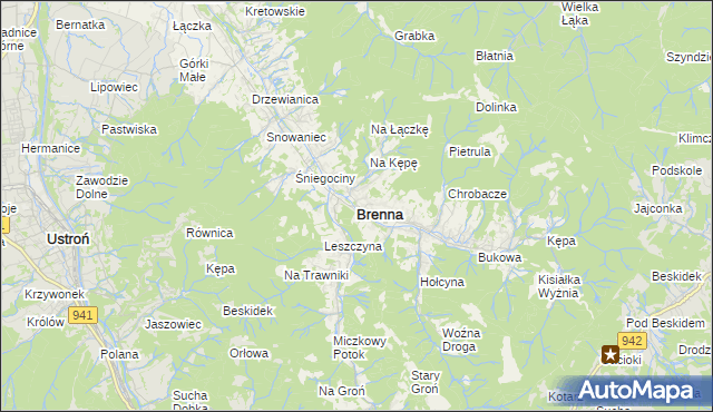 mapa Brenna, Brenna na mapie Targeo
