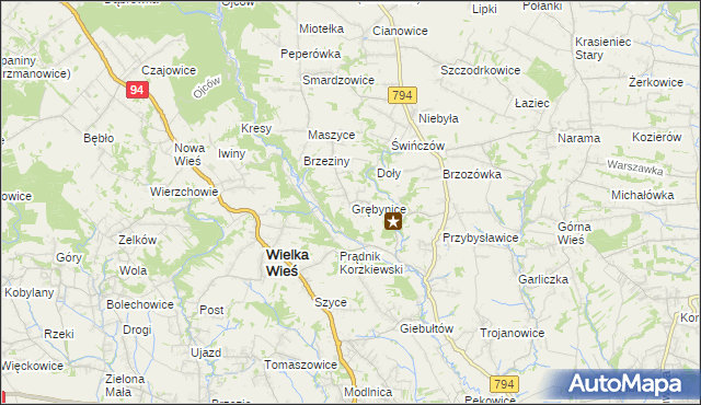 mapa Grębynice, Grębynice na mapie Targeo