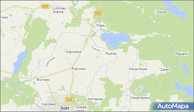 mapa Lisiec gmina Susz, Lisiec gmina Susz na mapie Targeo