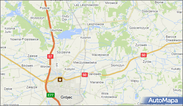 mapa Maciejowice gmina Grójec, Maciejowice gmina Grójec na mapie Targeo