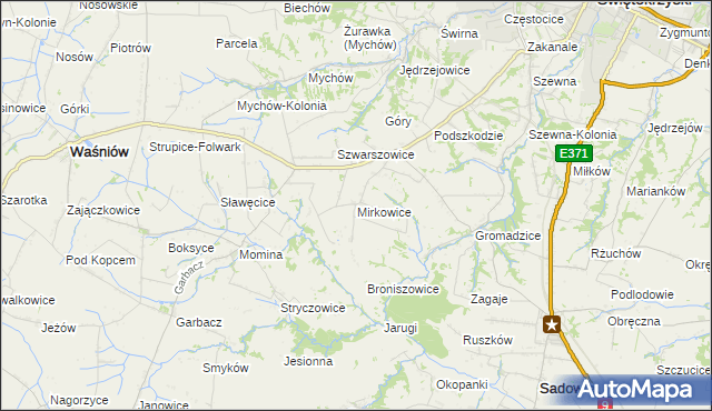 mapa Mirkowice gmina Bodzechów, Mirkowice gmina Bodzechów na mapie Targeo