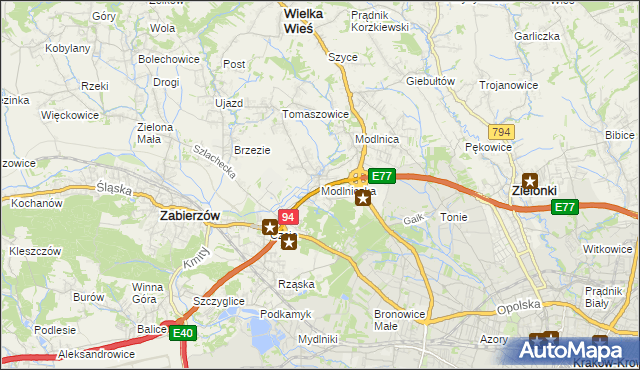mapa Modlniczka, Modlniczka na mapie Targeo