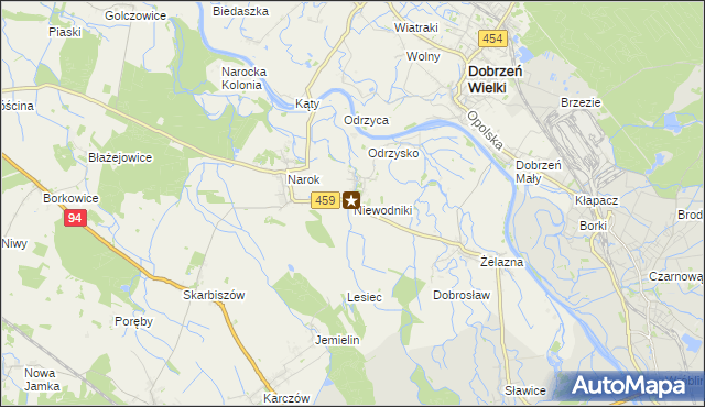 mapa Niewodniki, Niewodniki na mapie Targeo