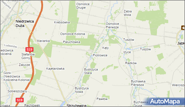 mapa Piotrowice gmina Strzyżewice, Piotrowice gmina Strzyżewice na mapie Targeo