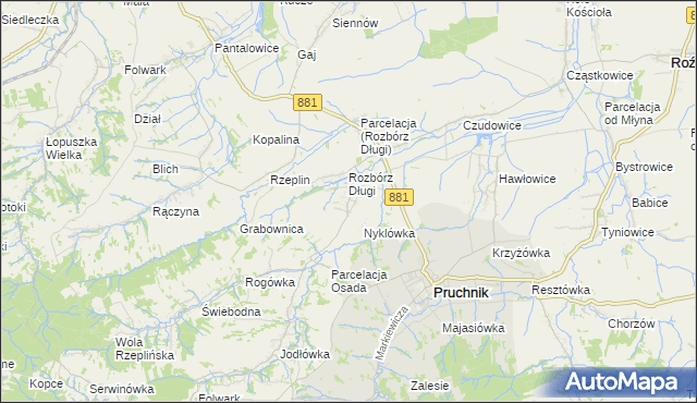 mapa Rozbórz Okrągły, Rozbórz Okrągły na mapie Targeo