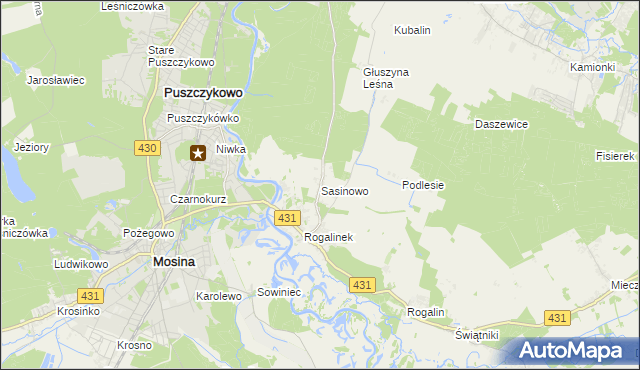 mapa Sasinowo, Sasinowo na mapie Targeo