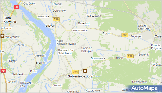 mapa Sobienie Biskupie, Sobienie Biskupie na mapie Targeo