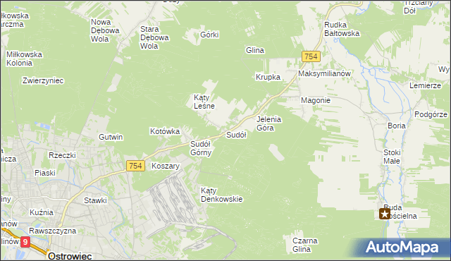 mapa Sudół gmina Bodzechów, Sudół gmina Bodzechów na mapie Targeo