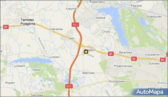 mapa Swadzim gmina Tarnowo Podgórne, Swadzim gmina Tarnowo Podgórne na mapie Targeo