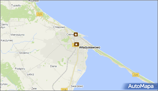 mapa Władysławowo powiat pucki, Władysławowo powiat pucki na mapie Targeo