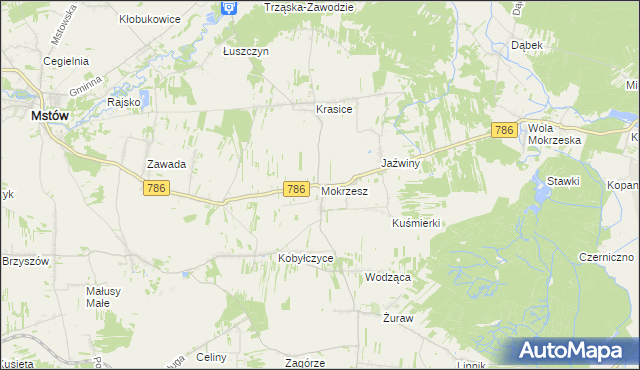 mapa Mokrzesz, Mokrzesz na mapie Targeo