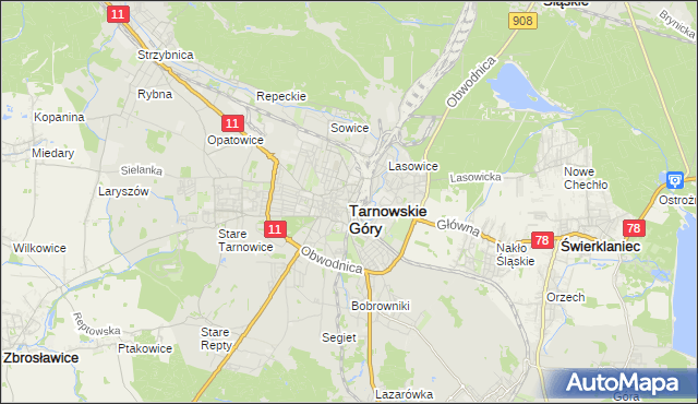 mapa Tarnowskie Góry, Tarnowskie Góry na mapie Targeo