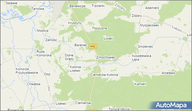mapa Zimochowiec, Zimochowiec na mapie Targeo