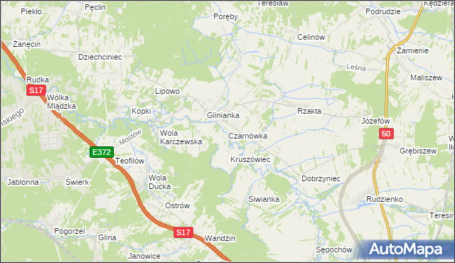 mapa Czarnówka gmina Wiązowna, Czarnówka gmina Wiązowna na mapie Targeo