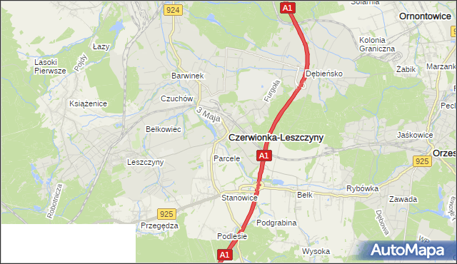 mapa Czerwionka-Leszczyny, Czerwionka-Leszczyny na mapie Targeo