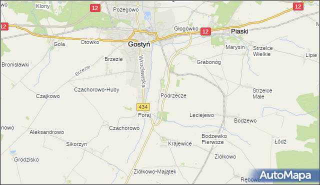 mapa Podrzecze gmina Piaski, Podrzecze gmina Piaski na mapie Targeo