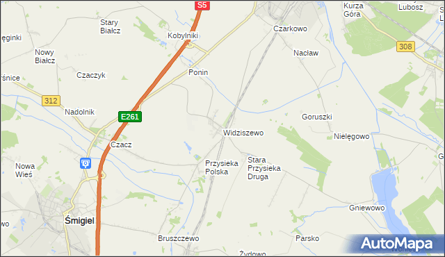 mapa Widziszewo, Widziszewo na mapie Targeo