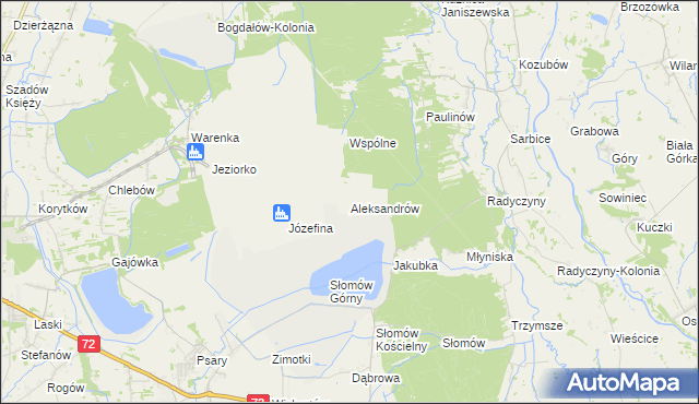 mapa Aleksandrów gmina Przykona, Aleksandrów gmina Przykona na mapie Targeo
