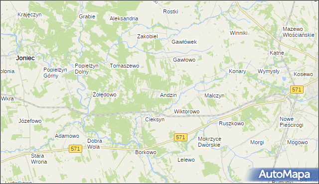 mapa Andzin, Andzin na mapie Targeo