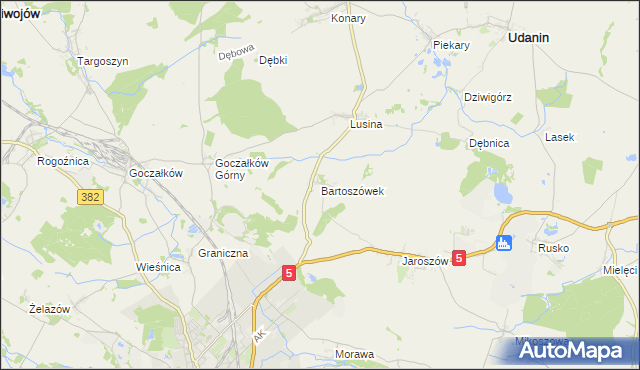 mapa Bartoszówek, Bartoszówek na mapie Targeo
