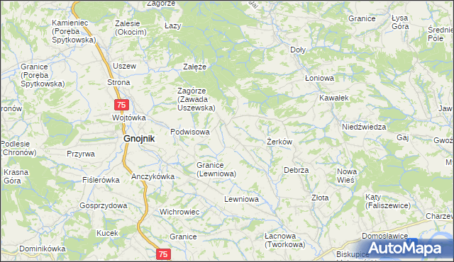mapa Biesiadki gmina Gnojnik, Biesiadki gmina Gnojnik na mapie Targeo