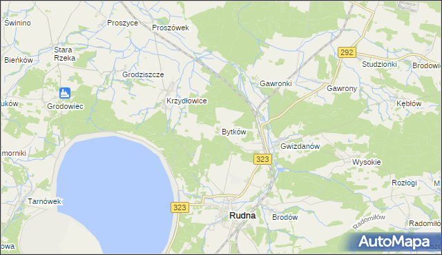 mapa Bytków gmina Rudna, Bytków gmina Rudna na mapie Targeo