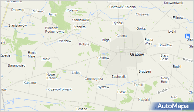 mapa Celinów gmina Grabów, Celinów gmina Grabów na mapie Targeo