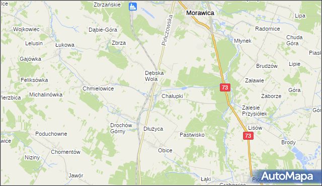 mapa Chałupki gmina Morawica, Chałupki gmina Morawica na mapie Targeo