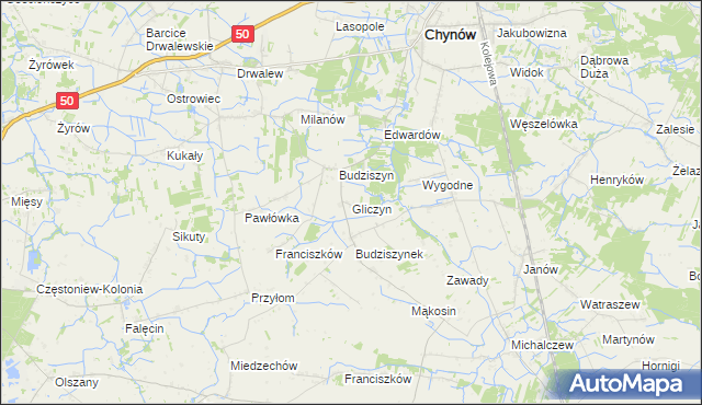 mapa Gliczyn, Gliczyn na mapie Targeo