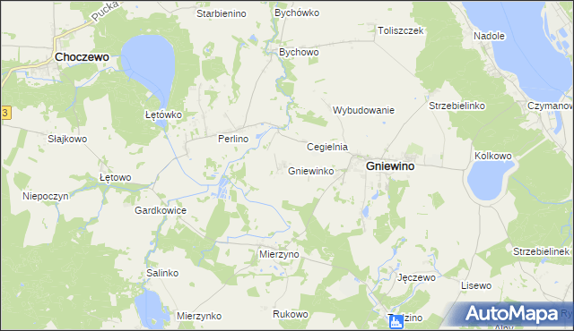 mapa Gniewinko, Gniewinko na mapie Targeo
