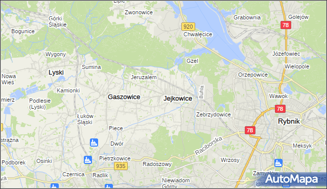 mapa Jejkowice, Jejkowice na mapie Targeo