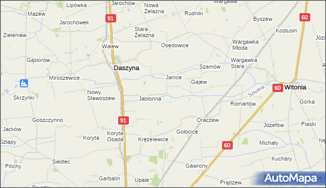 mapa Karkoszki gmina Daszyna, Karkoszki gmina Daszyna na mapie Targeo