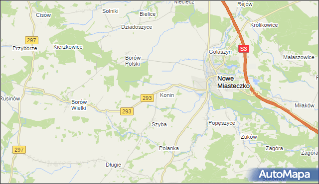 mapa Konin gmina Nowe Miasteczko, Konin gmina Nowe Miasteczko na mapie Targeo