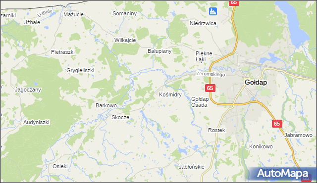 mapa Kośmidry gmina Gołdap, Kośmidry gmina Gołdap na mapie Targeo